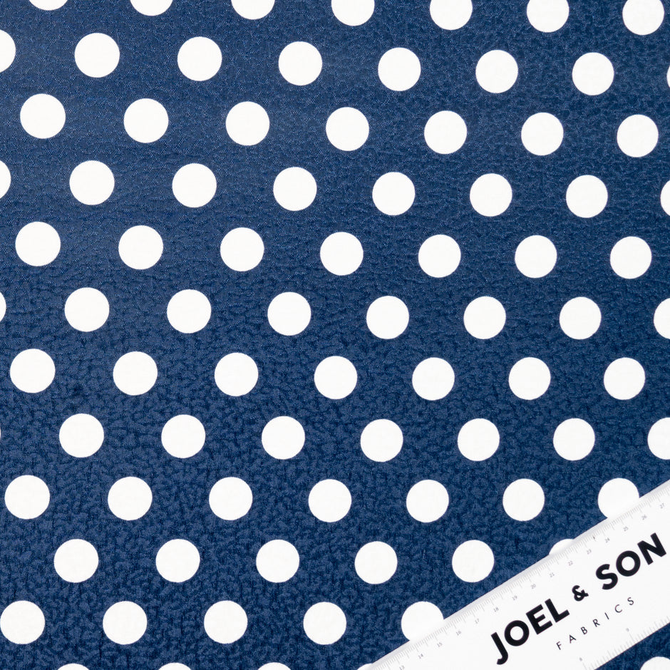 White Spotted Navy Blue Silk Cloqué