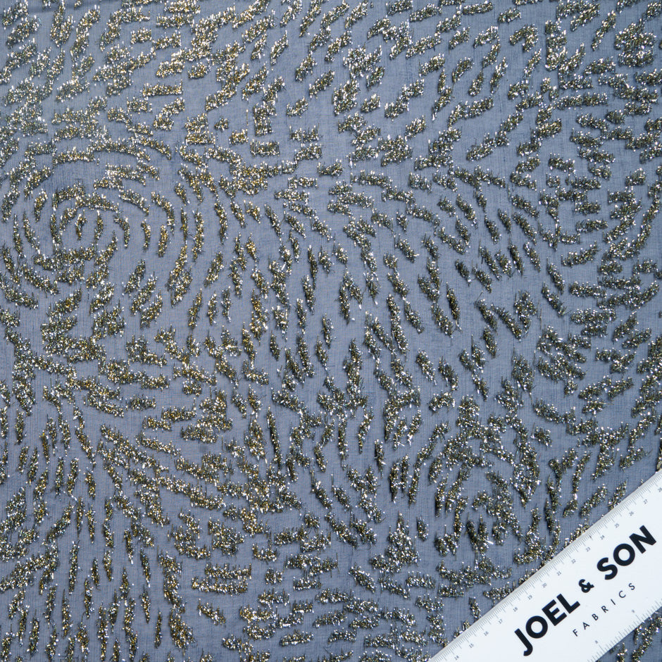 Midnight Blue Metallic Chiffon