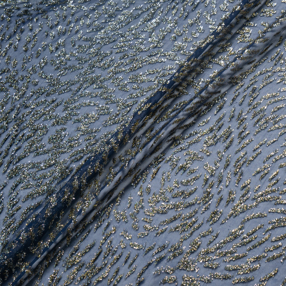 Midnight Blue Metallic Chiffon