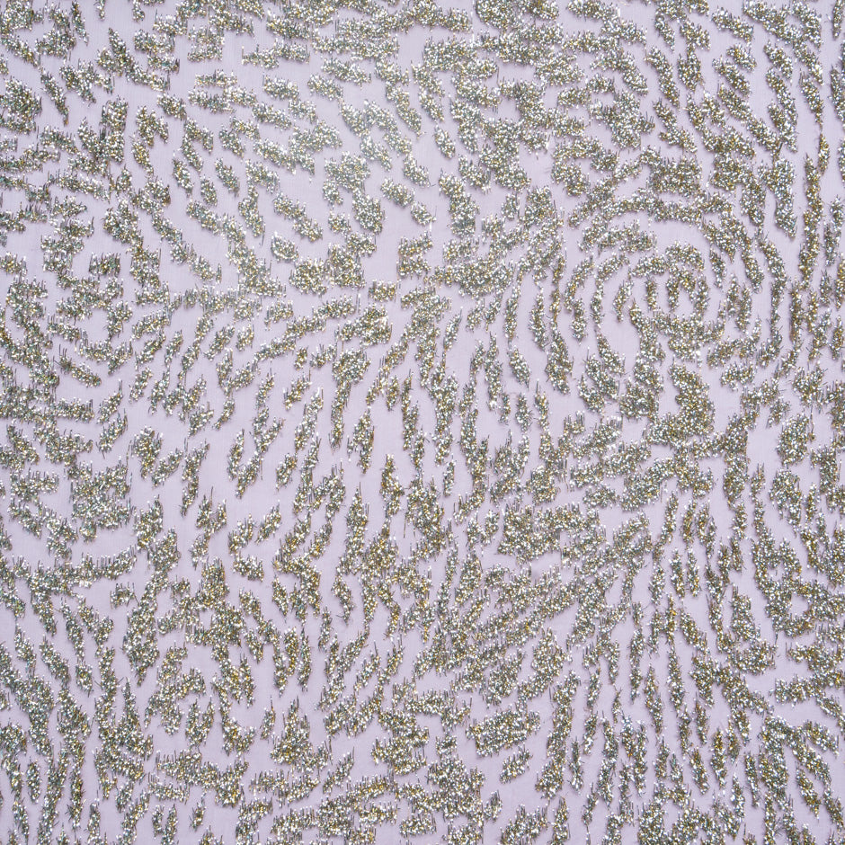 Lilac Gold & Silver Metallic Chiffon