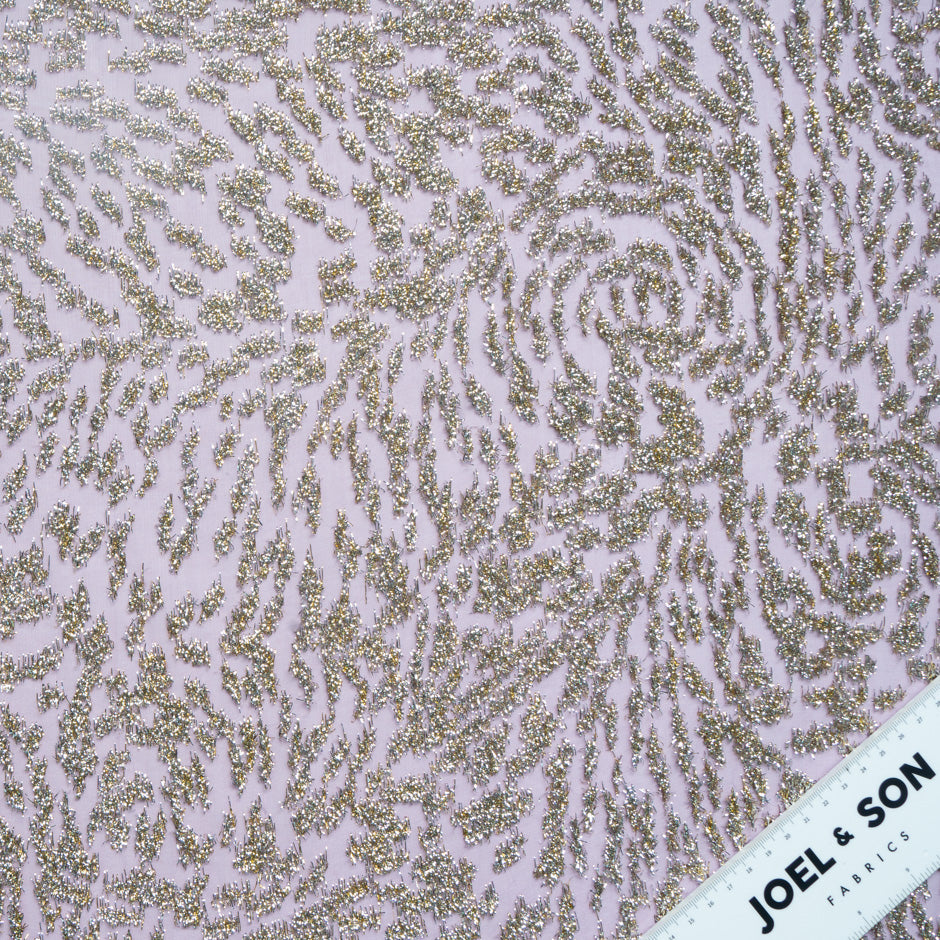 Lilac Gold & Silver Metallic Chiffon