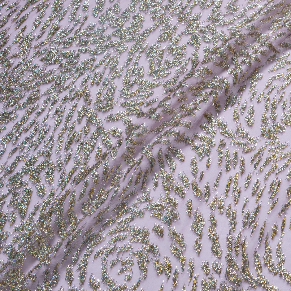 Lilac Gold & Silver Metallic Chiffon