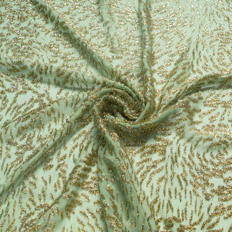 Pistachio Green Metallic Chiffon