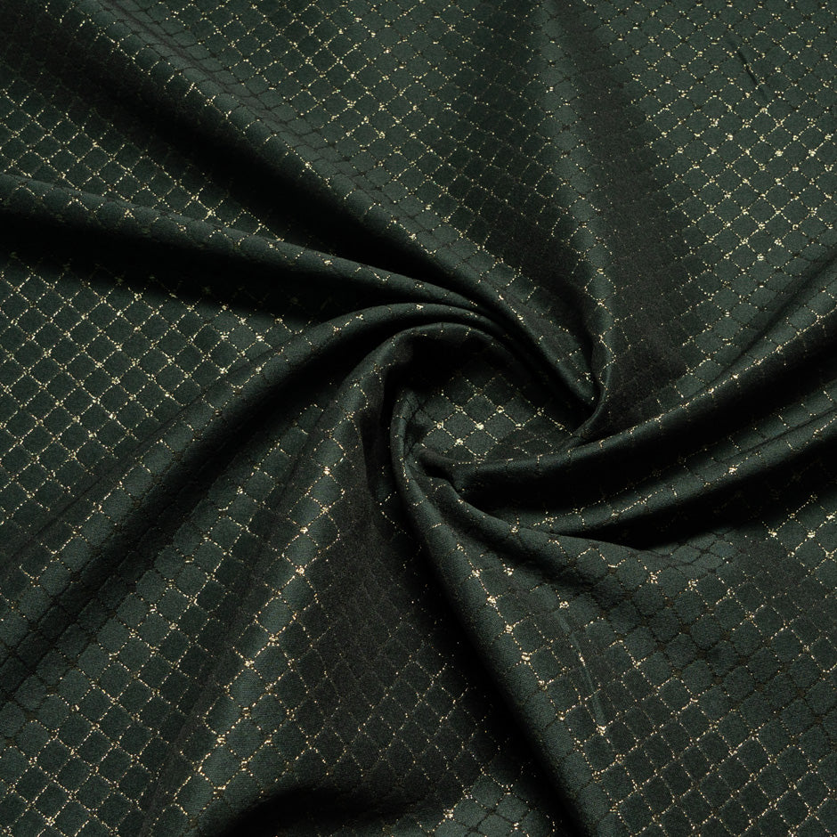 Forest Green Metallic Lattice Brocade