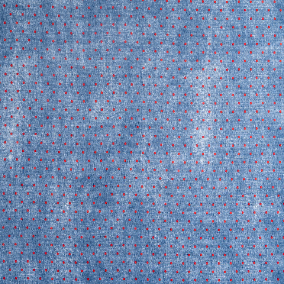Red Spotted Blue Printed Linen