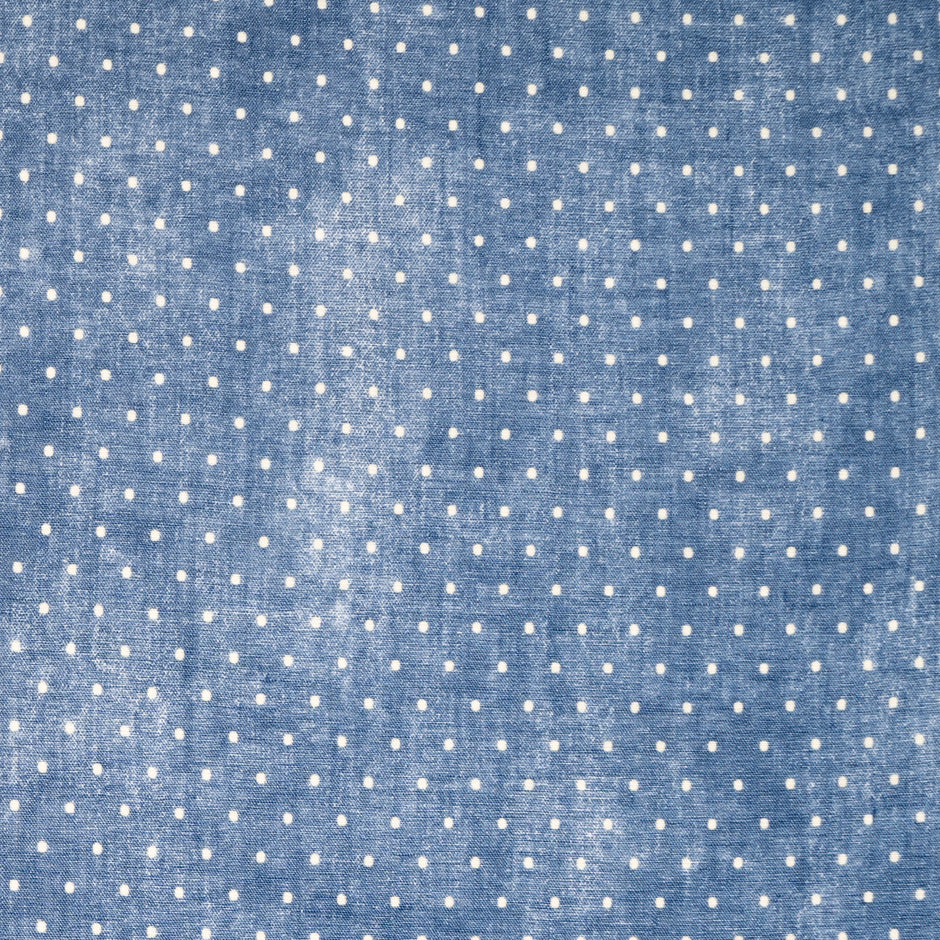 White Spotted Blue Printed Linen