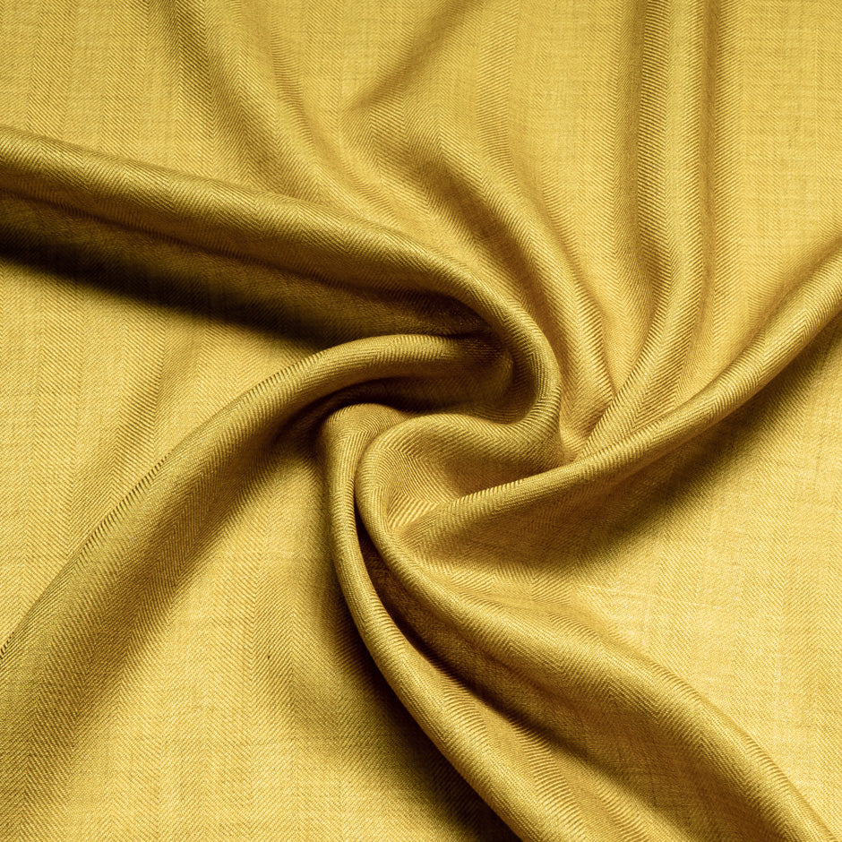 Butterscotch Yellow Herringbone Wool & Silk Shirting