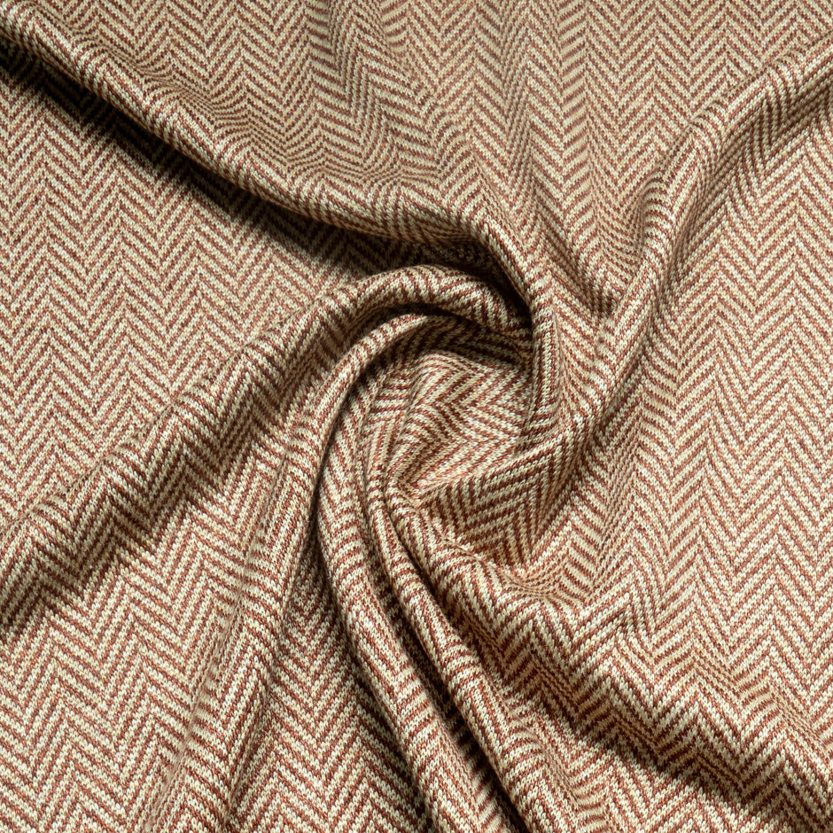 Bordeaux & Beige Stretch Linen Jersey