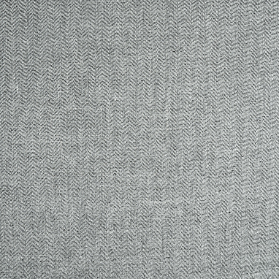Mid Grey Herringbone Pure Linen