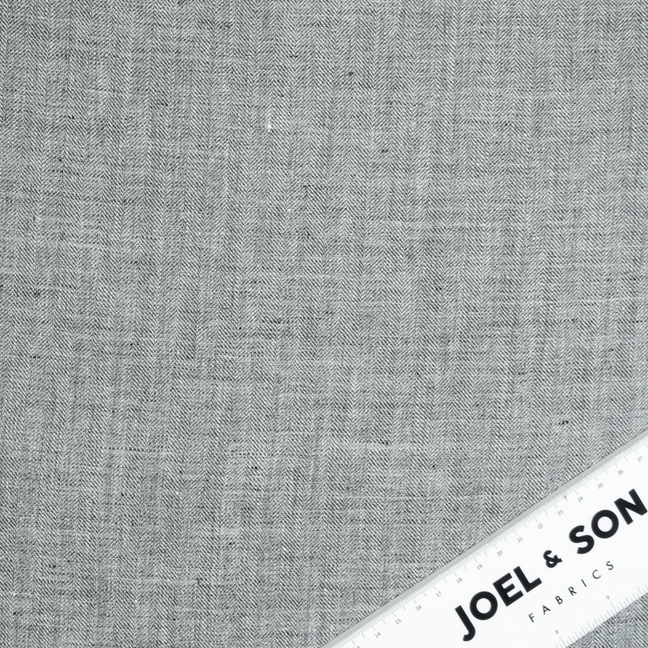 Mid Grey Herringbone Pure Linen