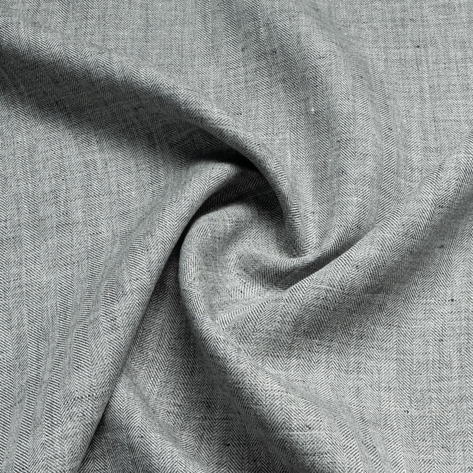 Mid Grey Herringbone Pure Linen