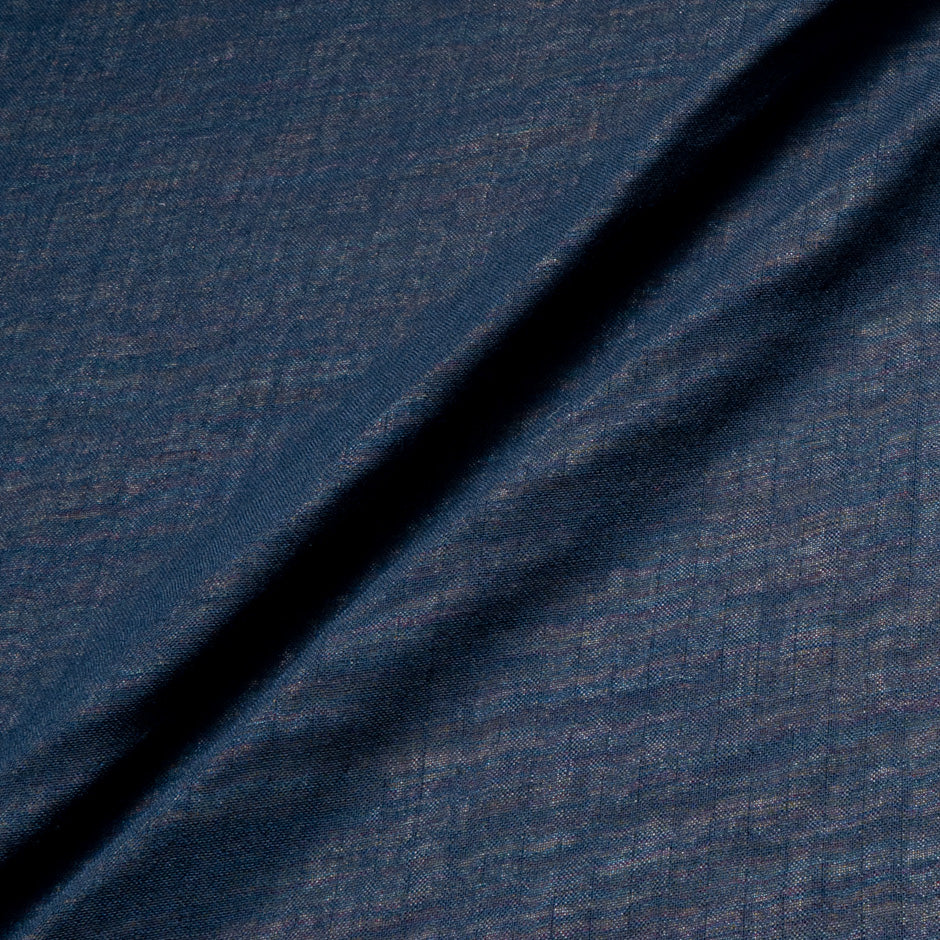 Blue & Multi Double Faced Linen Shirting