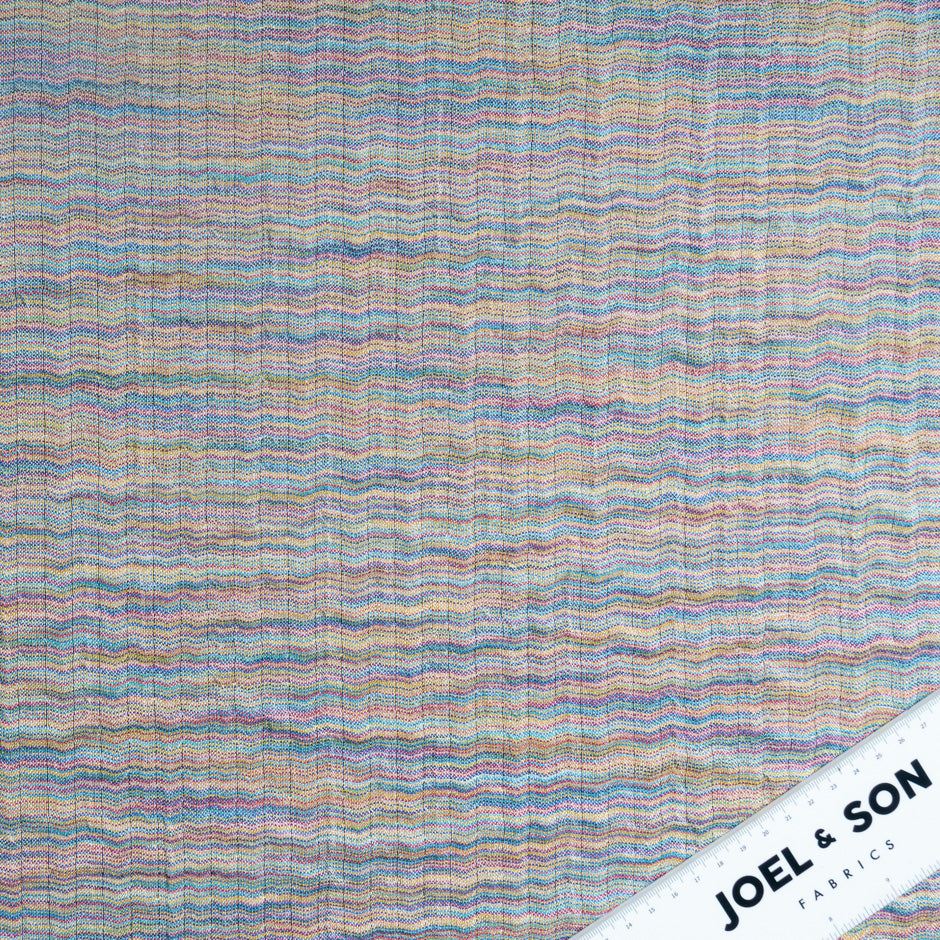 Blue & Multi Double Faced Linen Shirting