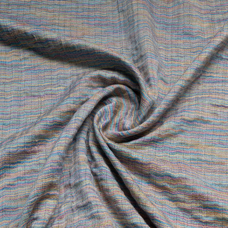 Blue & Multi Double Faced Linen Shirting