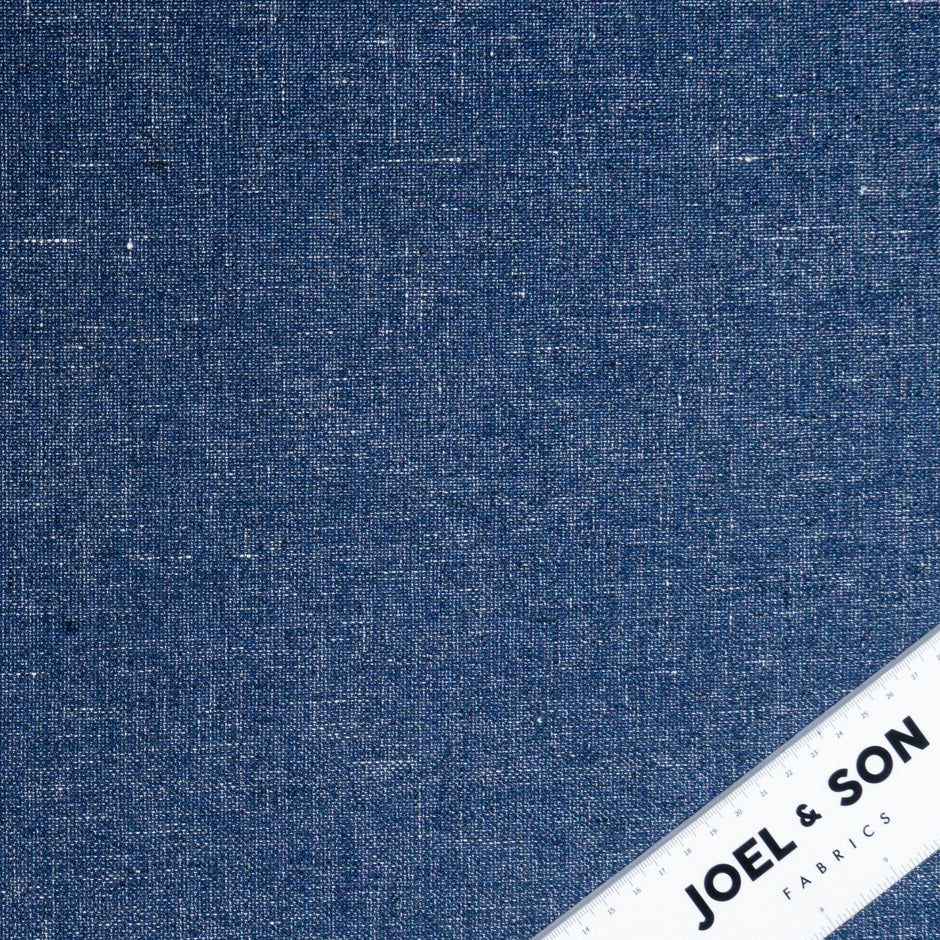 Plain Dark Blue Linen & Cotton Blend