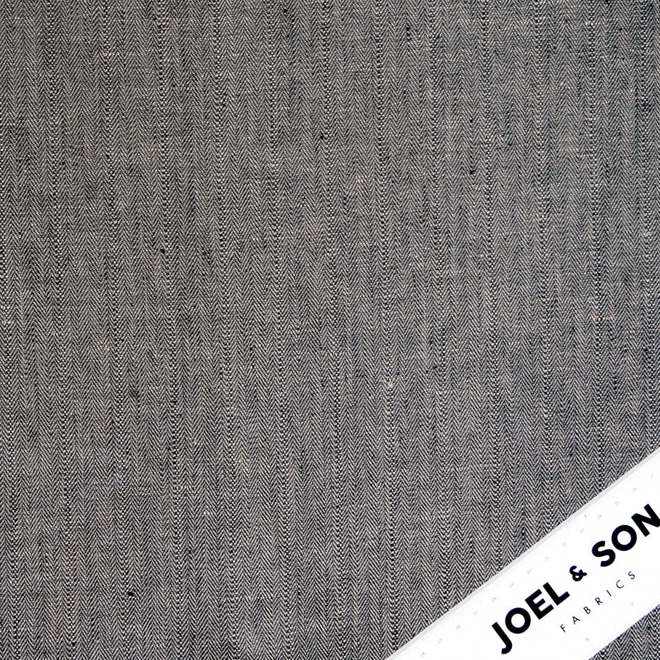Brown/Grey Double-Sided Herringbone Linen