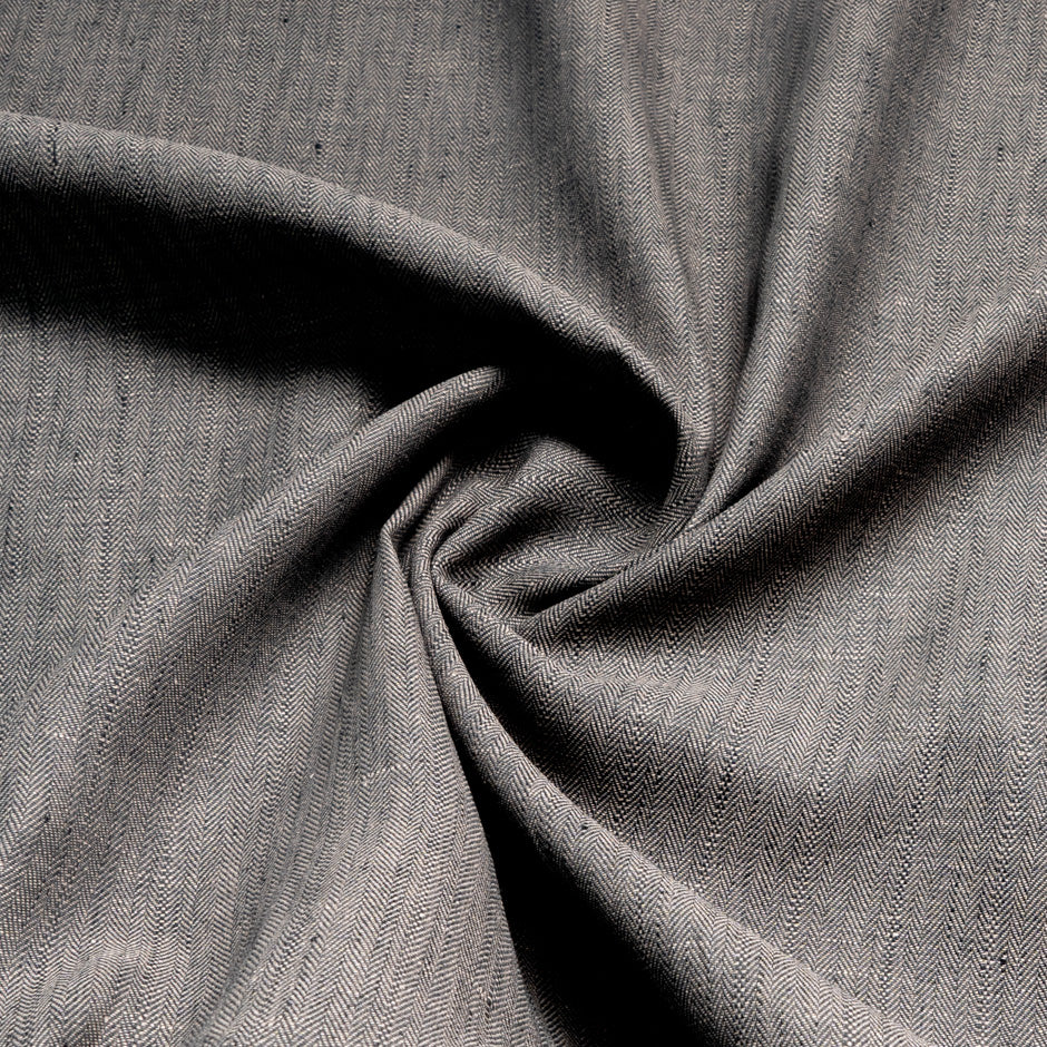 Brown/Grey Double-Sided Herringbone Linen