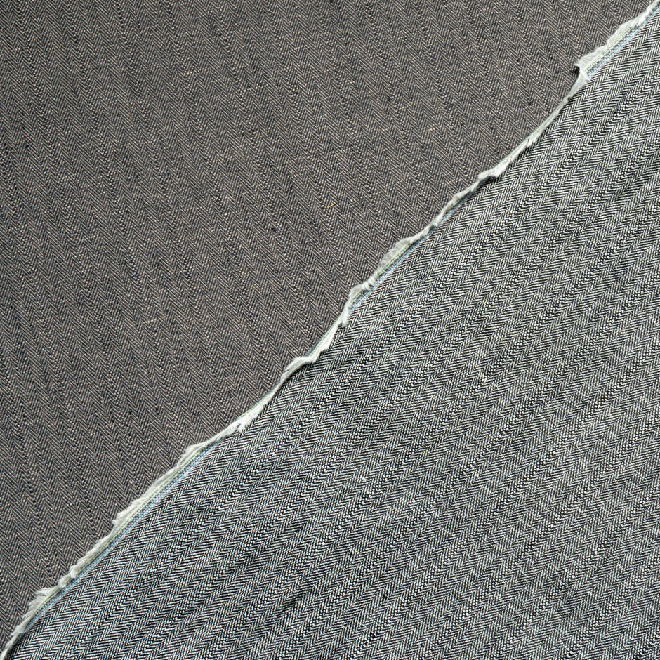 Brown/Grey Double-Sided Herringbone Linen