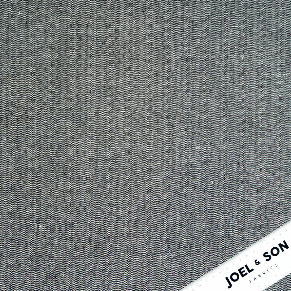 Brown/Grey Double-Sided Herringbone Linen