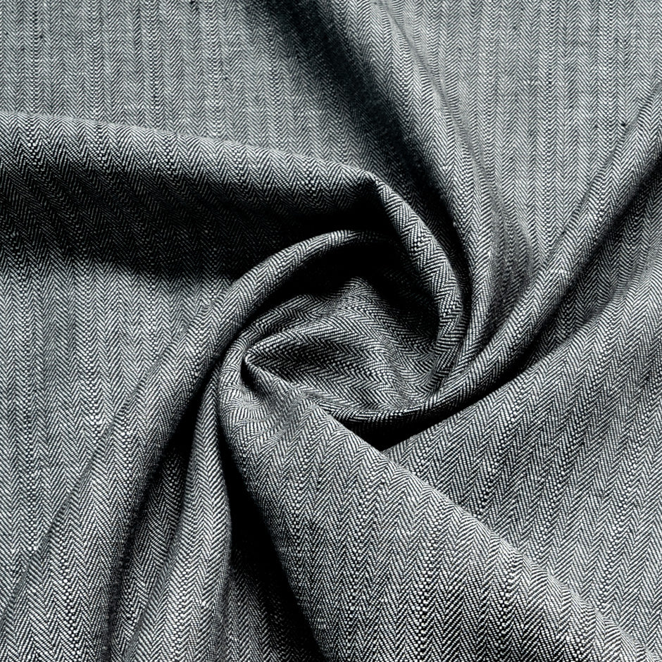 Brown/Grey Double-Sided Herringbone Linen