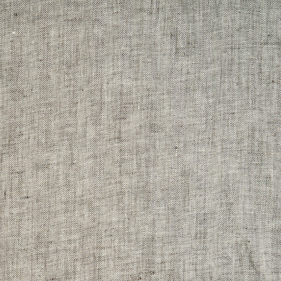 Beige Herringbone Pure Linen