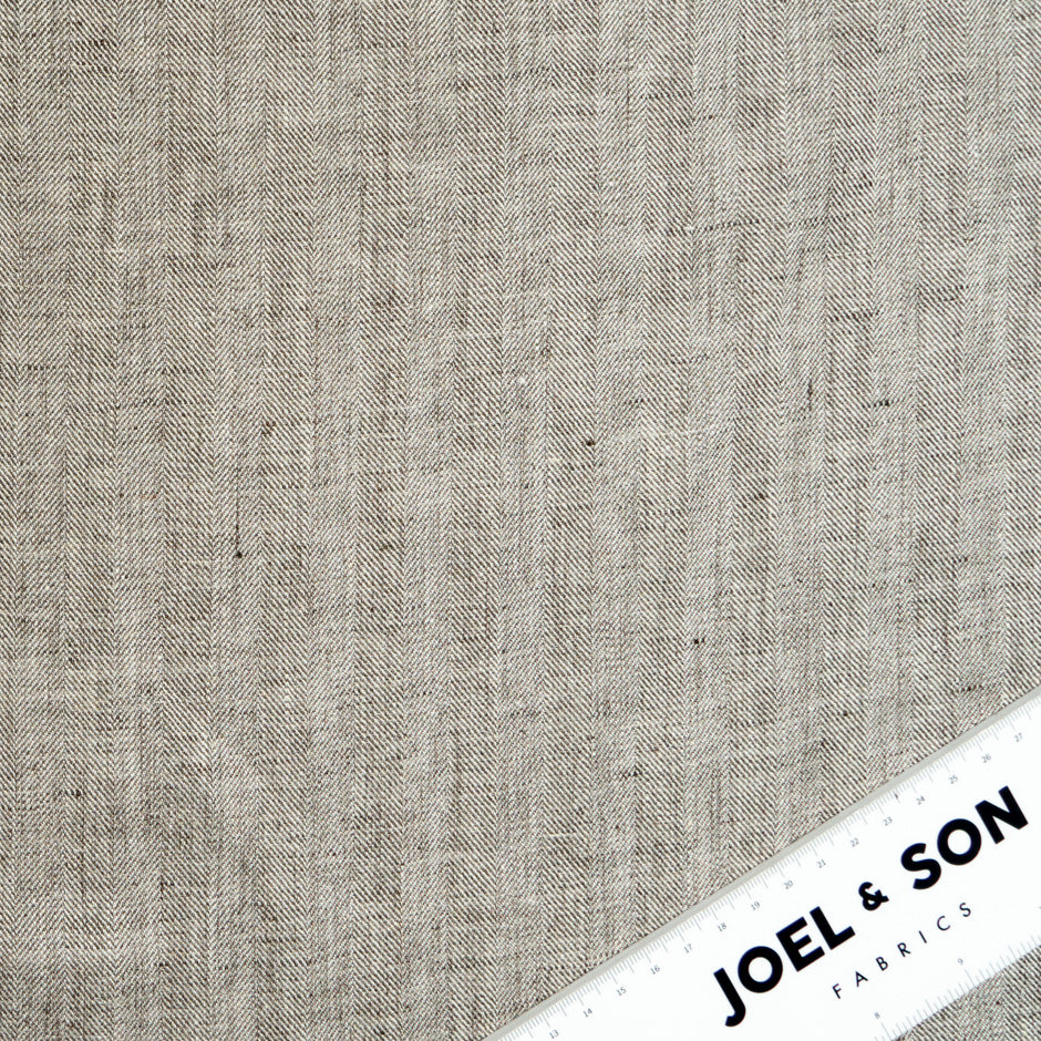 Beige Herringbone Pure Linen