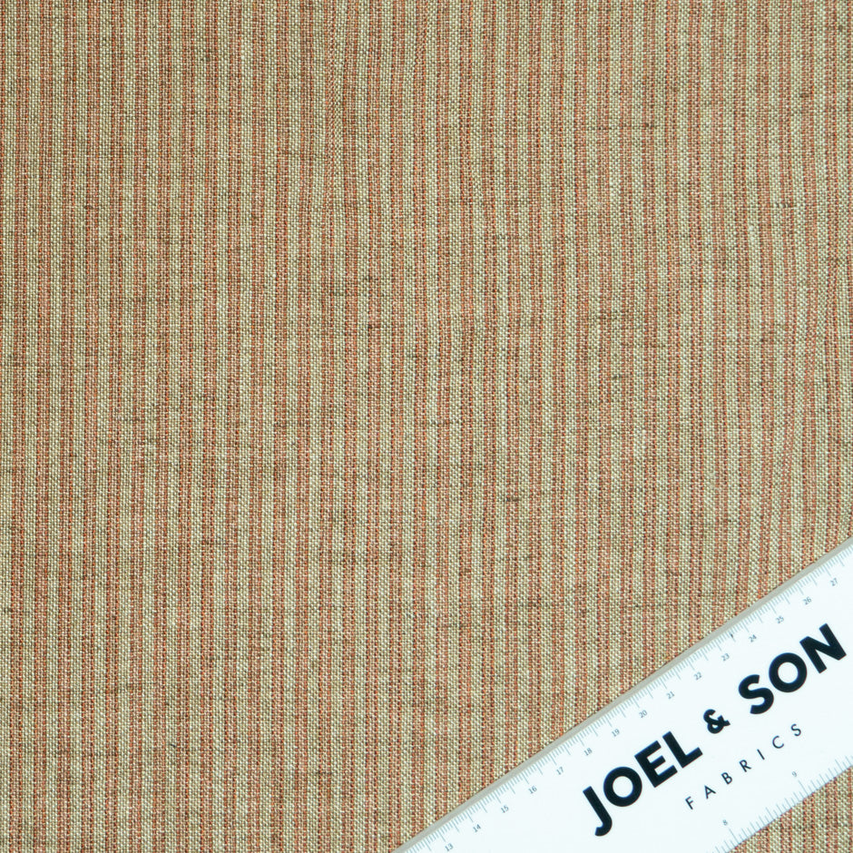 Red Striped Soft Brown Pure Linen