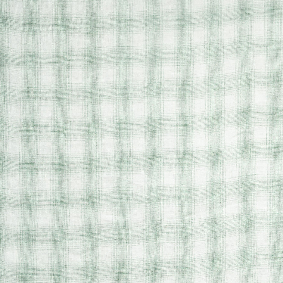 Mint Green Checkered Pure Linen Shirting