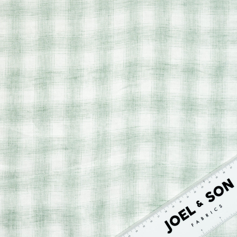 Mint Green Checkered Pure Linen Shirting