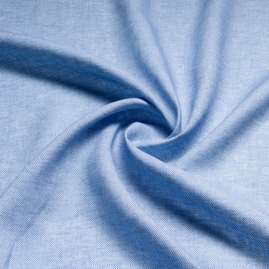 Blue & White 'Diamond' Patterned Pure Linen