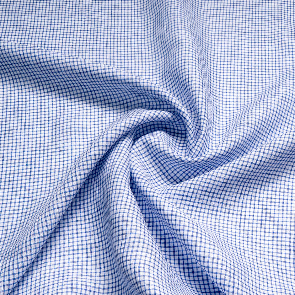 Sky Blue Gingham Check Pure Linen