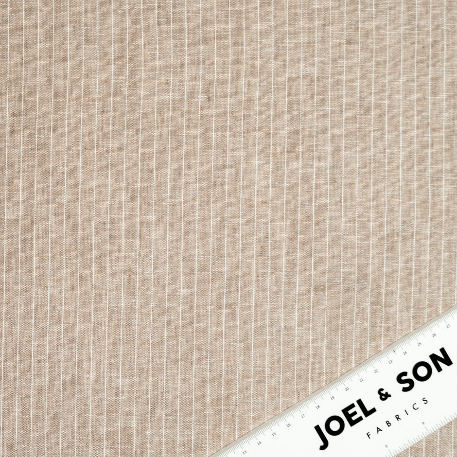 White Striped Beige Pure Linen