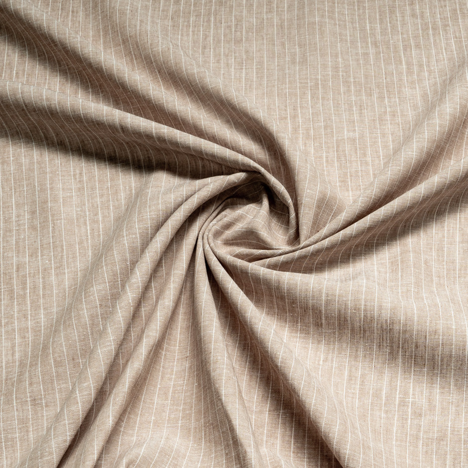 White Striped Beige Pure Linen