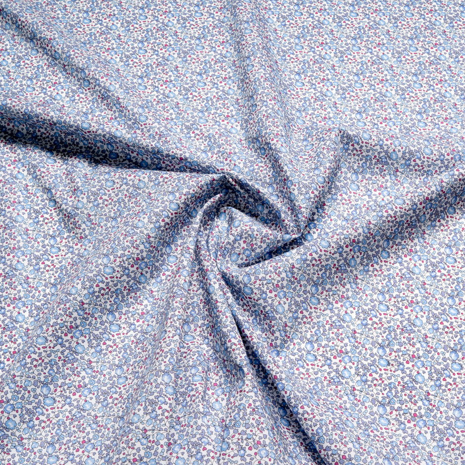 Blue & Pink Floral 'Eloise' Cotton Tana Lawn