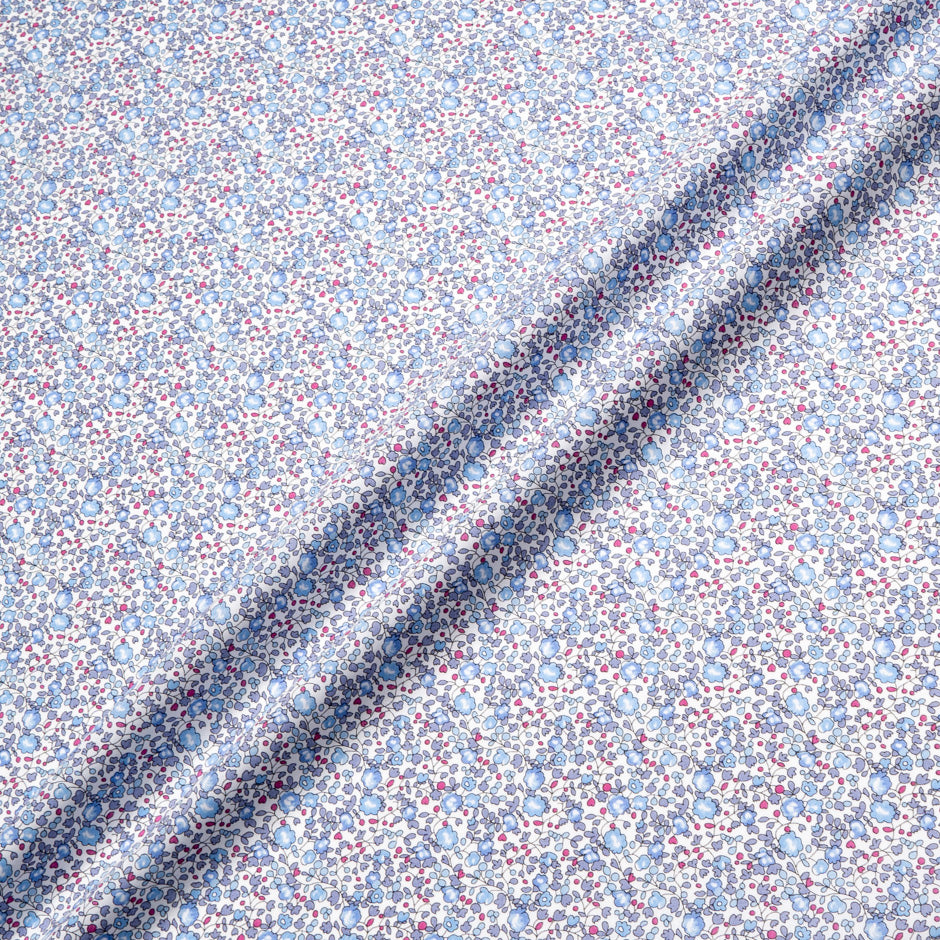 Blue & Pink Floral 'Eloise' Cotton Tana Lawn