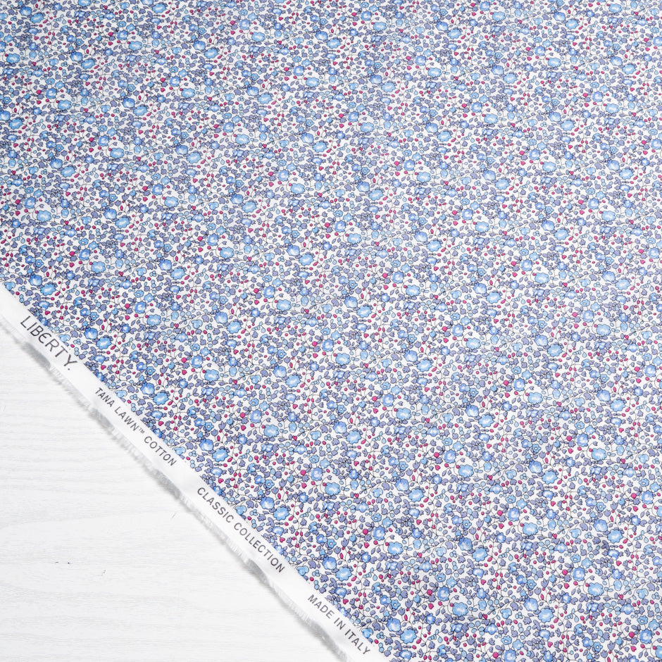 Blue & Pink Floral 'Eloise' Cotton Tana Lawn