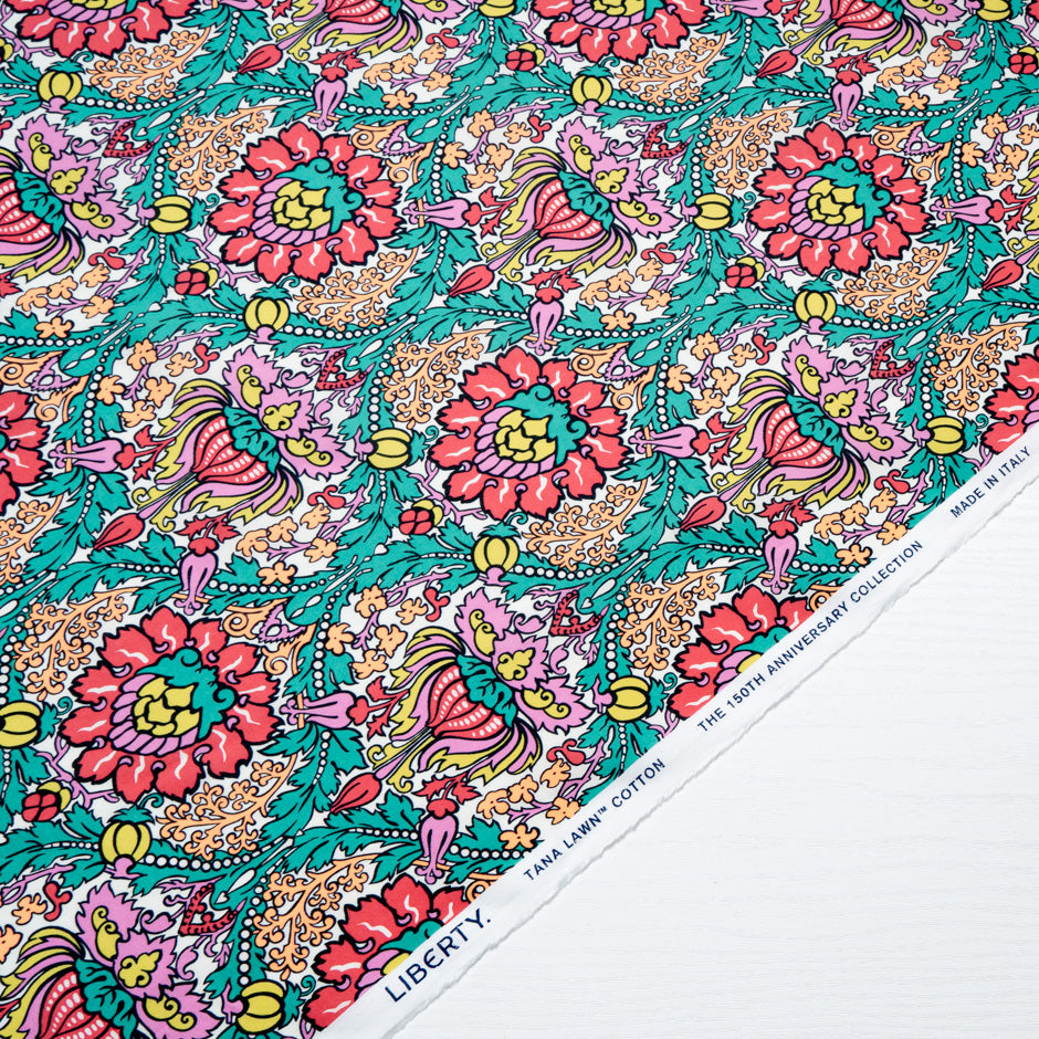 Pink 'Electric Nouveau' Liberty Cotton Tana Lawn