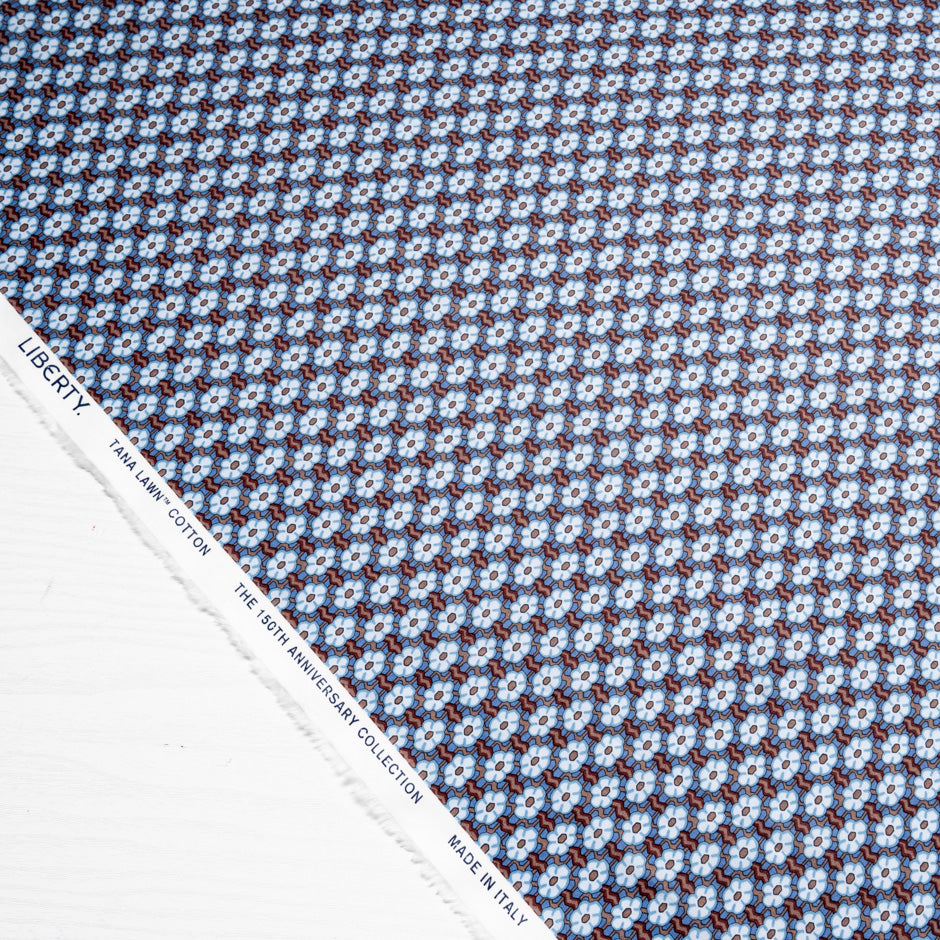 Blue 'Ziggy Daisy' Liberty Cotton Tana Lawn