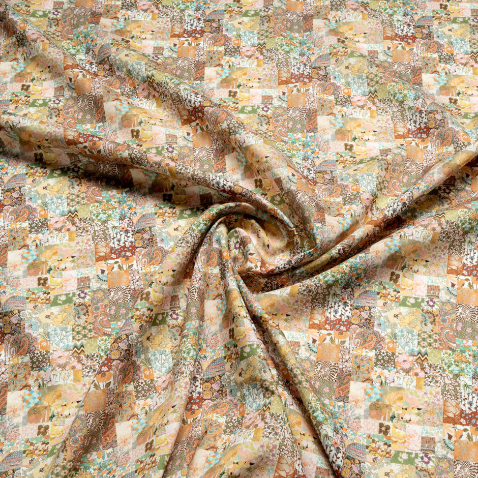 Orange 'Archive Patchwork' Liberty Cotton Tana Lawn