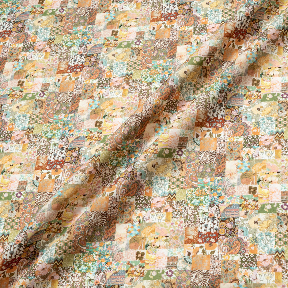 Orange 'Archive Patchwork' Liberty Cotton Tana Lawn