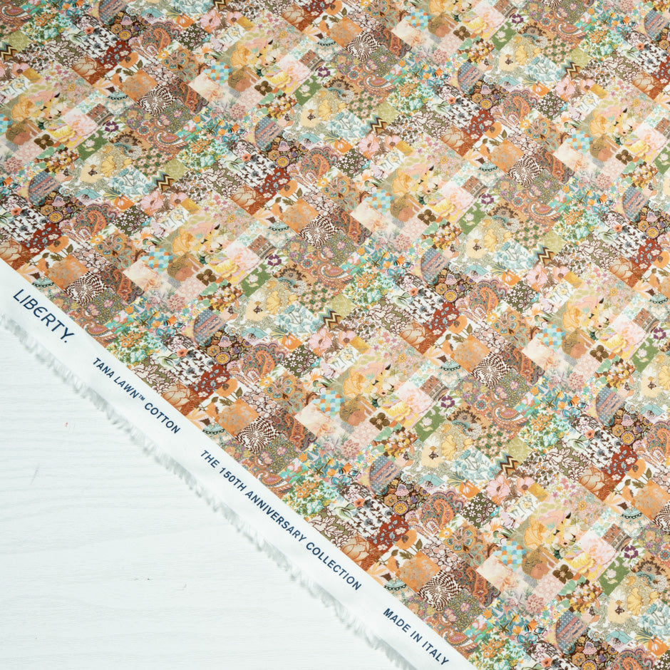 Orange 'Archive Patchwork' Liberty Cotton Tana Lawn
