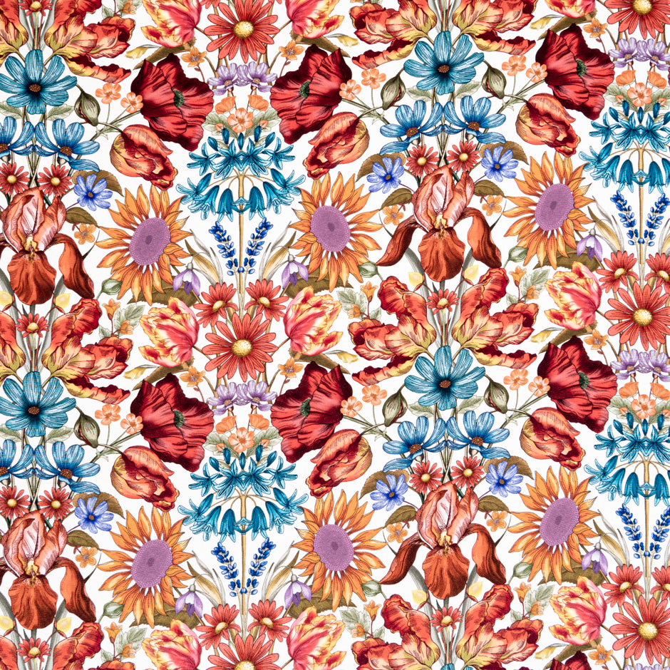 Red 'Floral Muse' Liberty Silk Crêpe de Chine