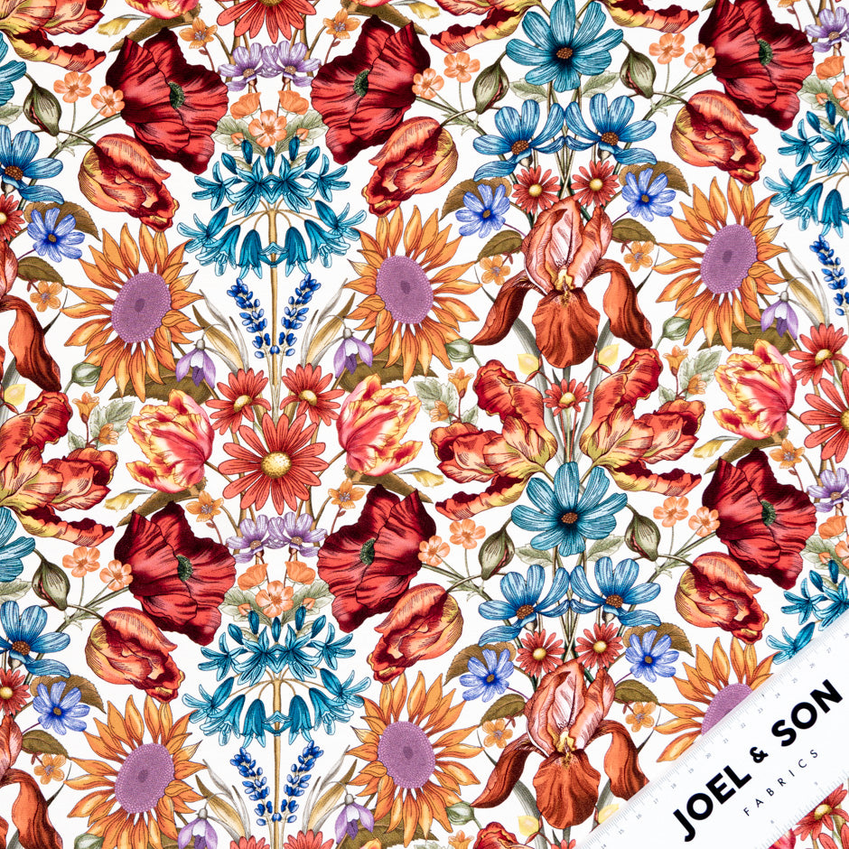 Red 'Floral Muse' Liberty Silk Crêpe de Chine