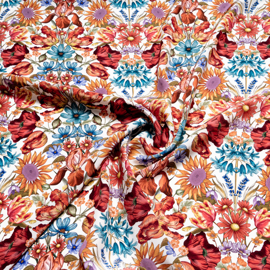 Red 'Floral Muse' Liberty Silk Crêpe de Chine