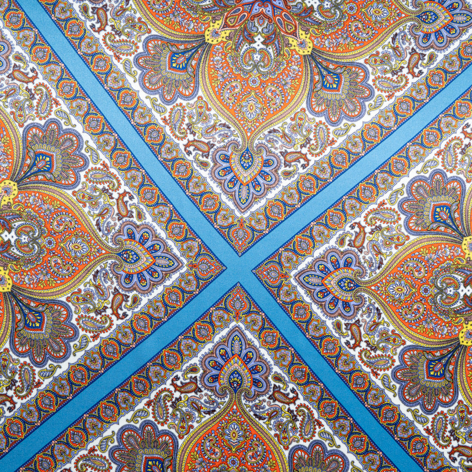 Blue 'Shawl Hall' Liberty Pure Silk Satin