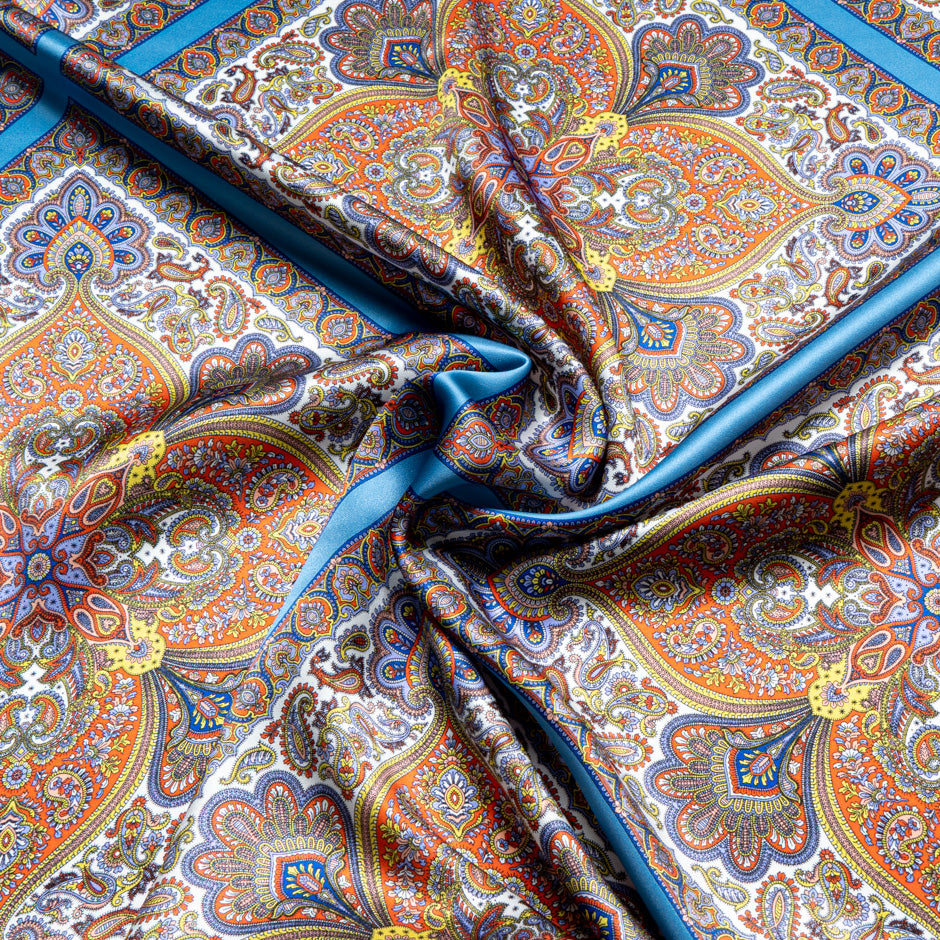 Blue 'Shawl Hall' Liberty Pure Silk Satin