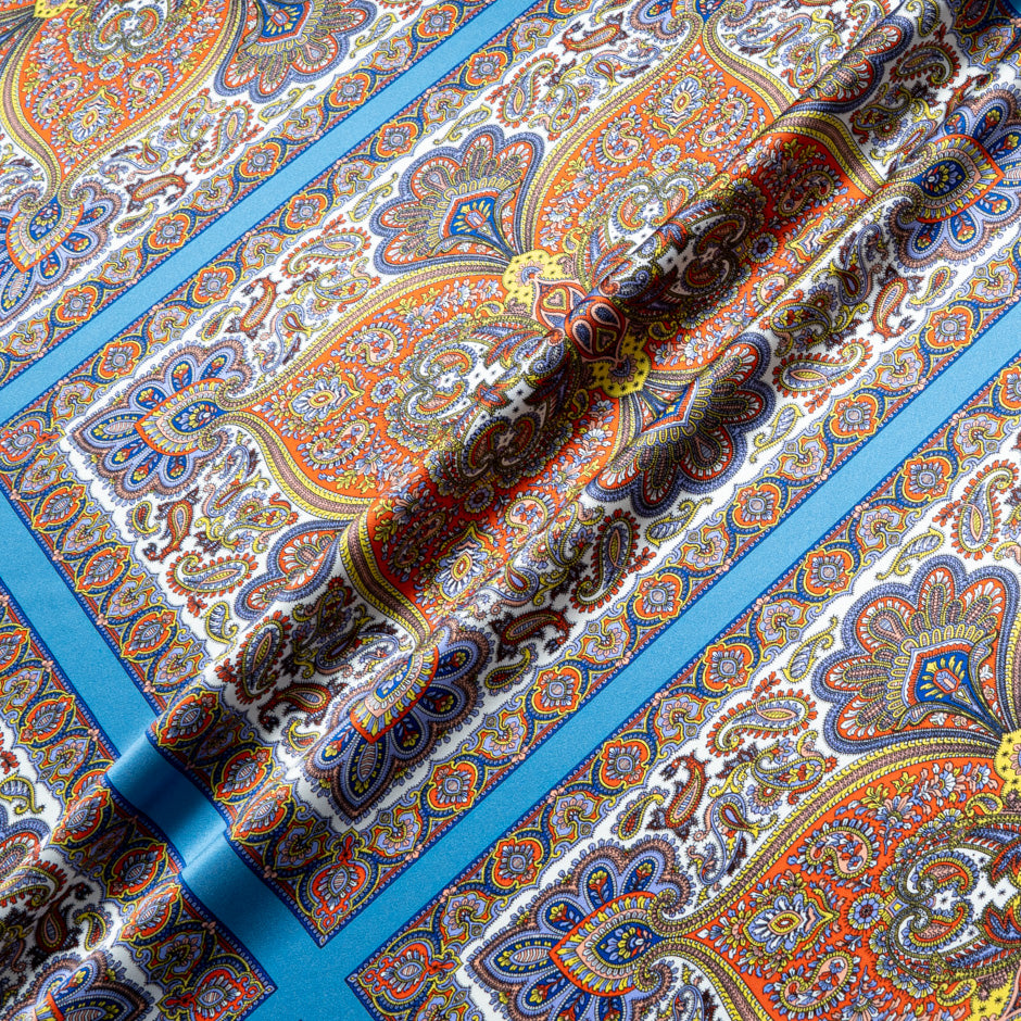 Blue 'Shawl Hall' Liberty Pure Silk Satin