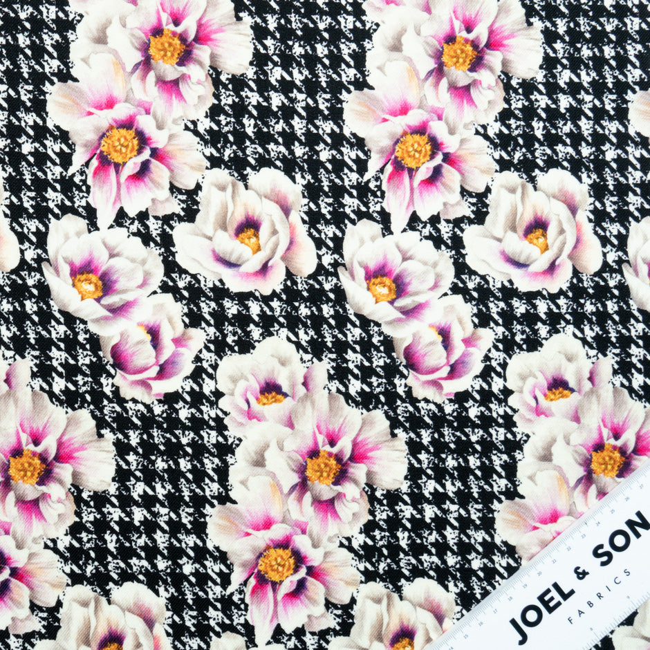 Floral Printed Dogtooth Pure Merino Wool