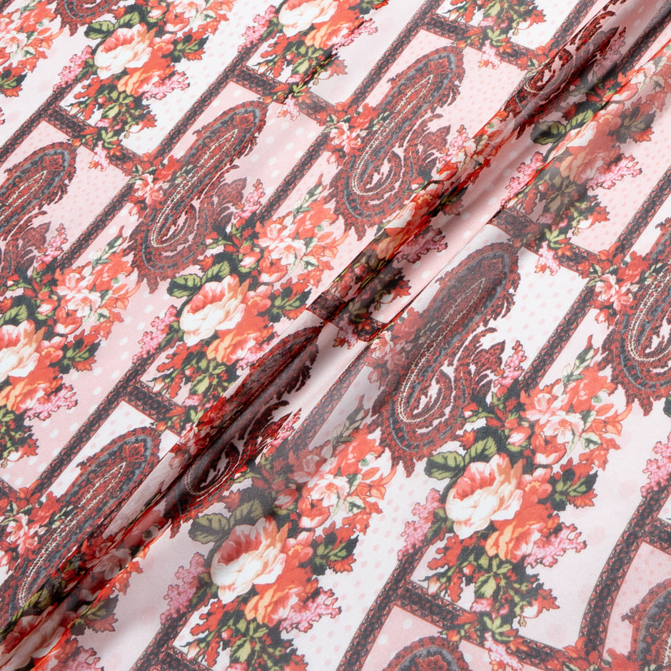 Geometric Paisley Printed Pure Silk Chiffon