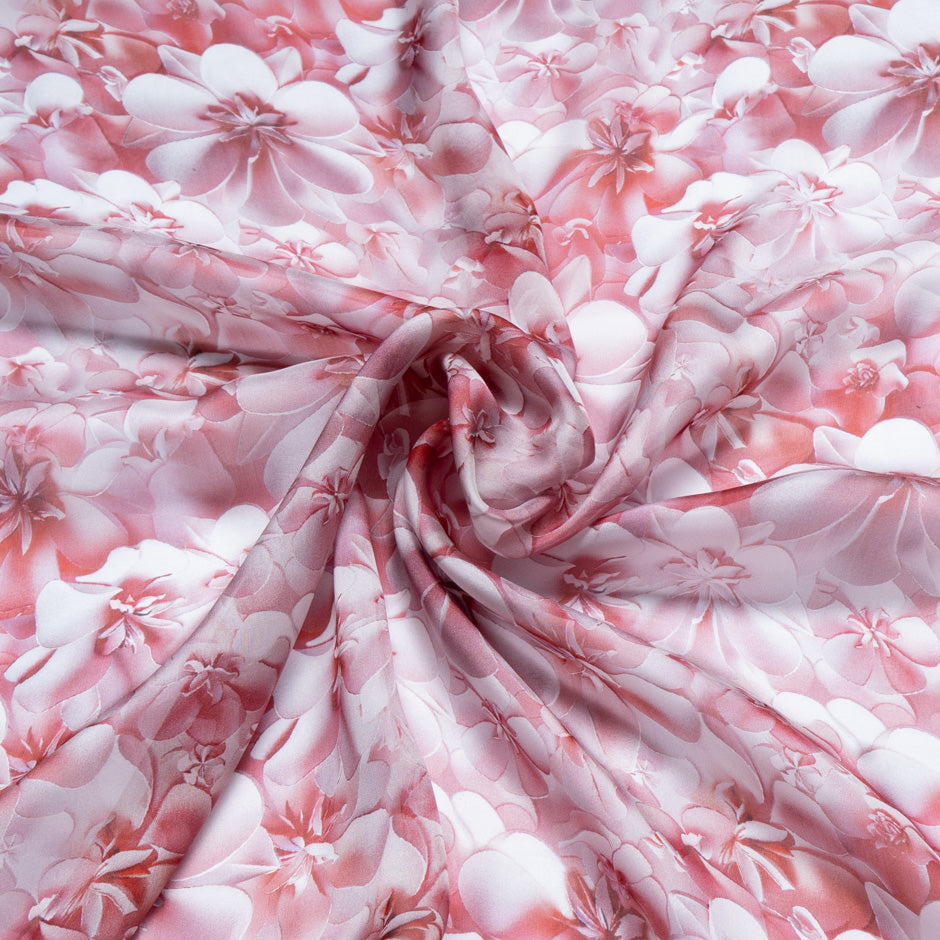 Red Floral Printed Silk Chiffon